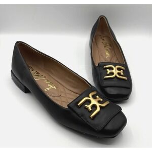 SAM EDELMAN Emina Ballet Flats Women's Size 9 M Black Leather Square Toe Shoe